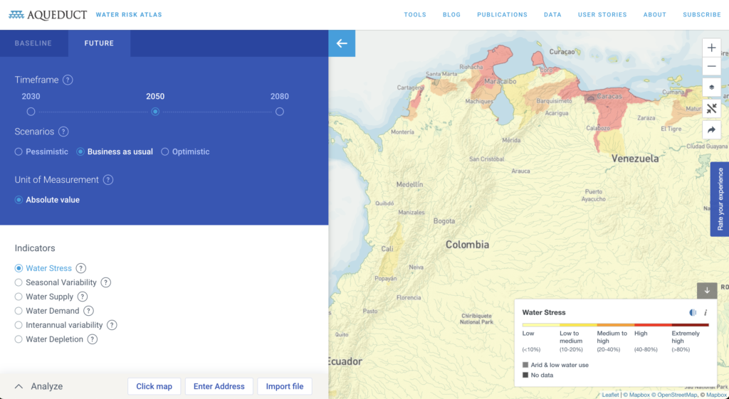 Estrés hídrico Colombia 2050